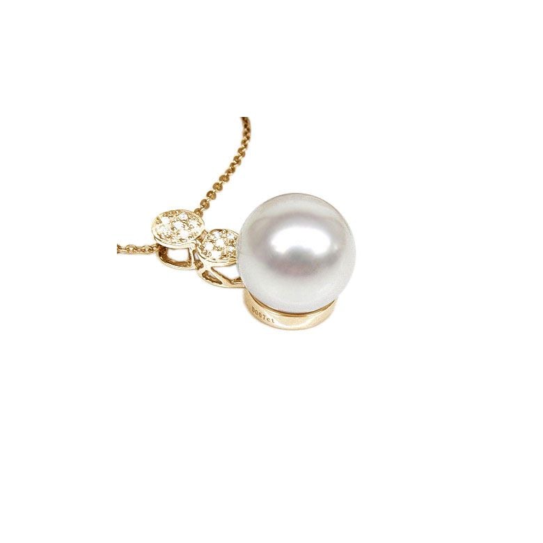 Pendentif création de joaillerie - Perle d'Australie blanche, or jaune - 1