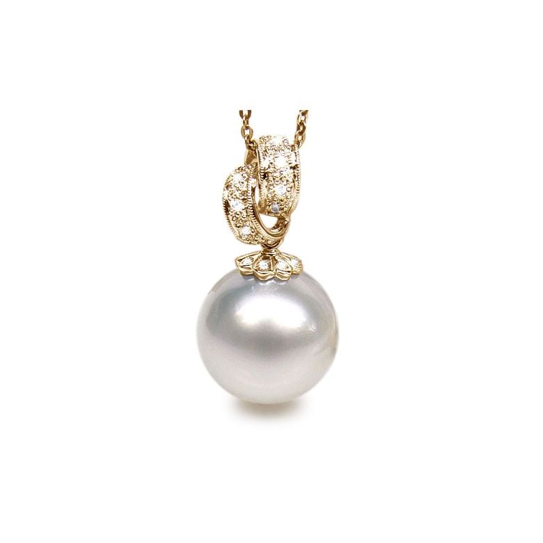 Pendentif Tasman enroulé - Perle d'Australie - Or jaune, diamants - 1
