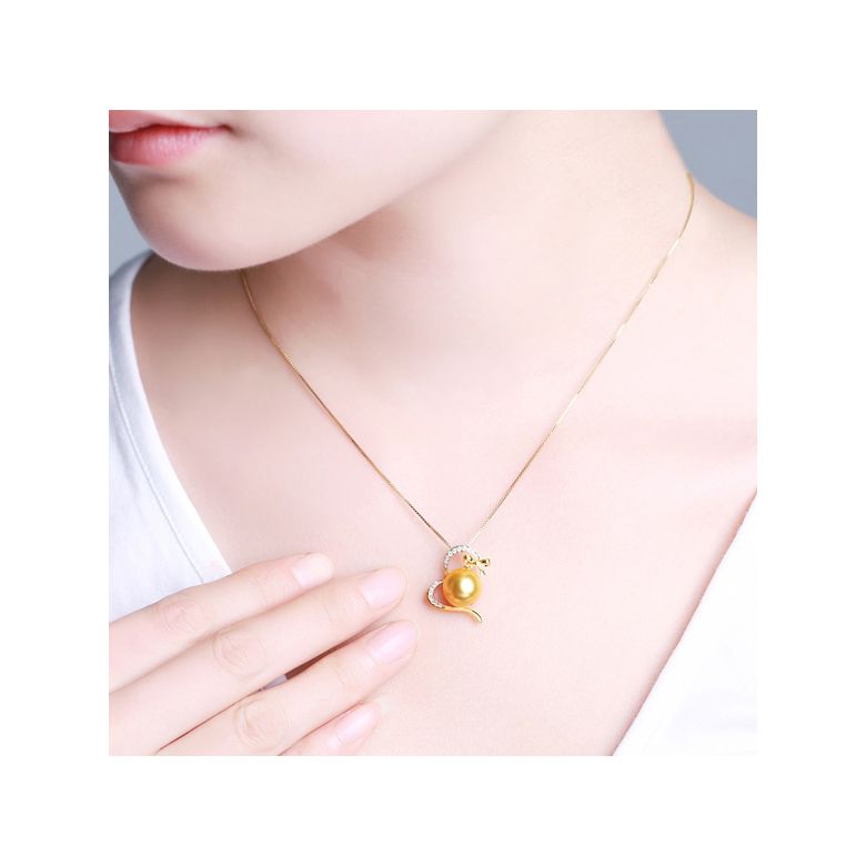 Pendentif noeud gansé - Or jaune, perle d'Australie dorée. Diamants  - 2