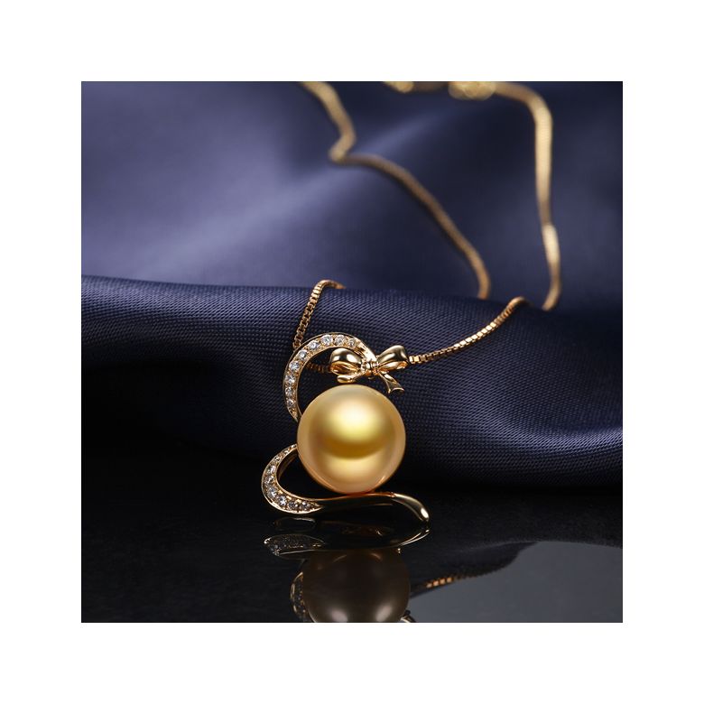 Pendentif noeud gansé - Or jaune, perle d'Australie dorée. Diamants  - 4