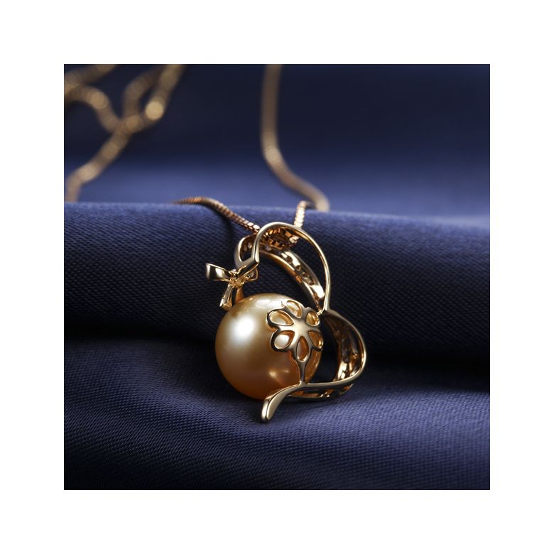 Pendentif noeud gansé - Or jaune, perle d'Australie dorée. Diamants  - 6