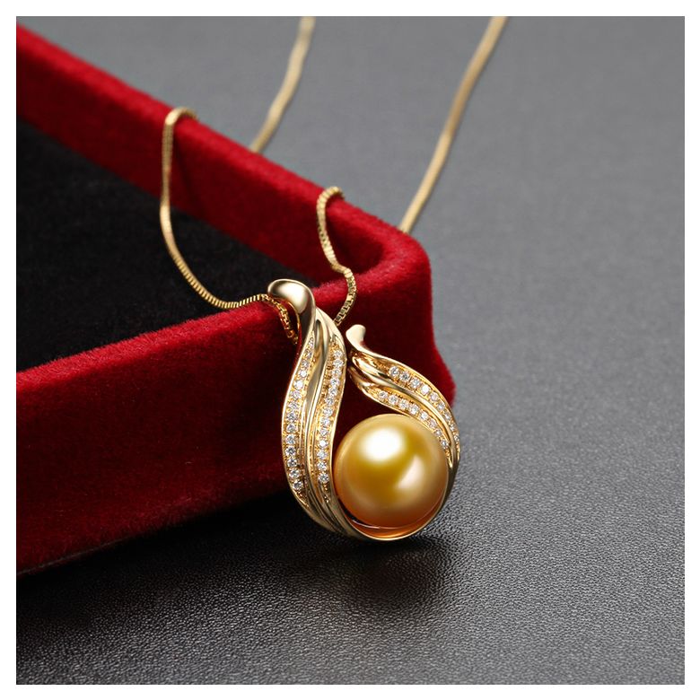  Pendentif Douce Végétale - Perle dorée - Or jaune, diamants - 5