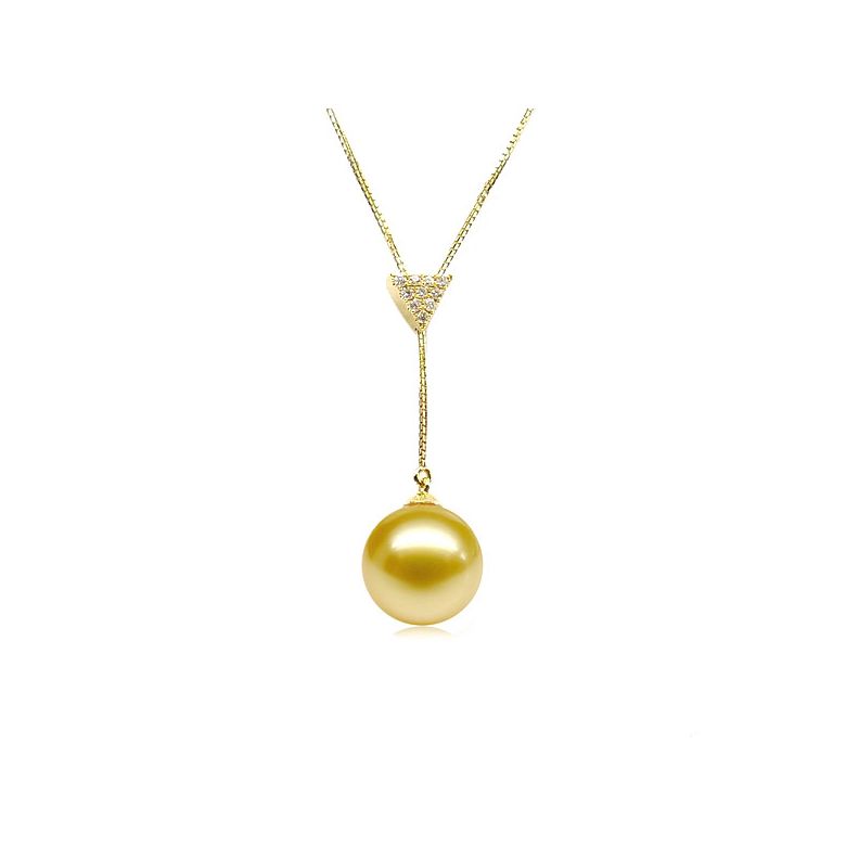 Pendentif bélière or jaune - Perle d'Australie dorée - 1