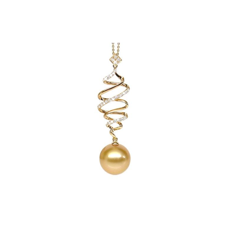 Pendentif tourbillon - Contes d'Aladin - Perle d'Australie dorée - 1