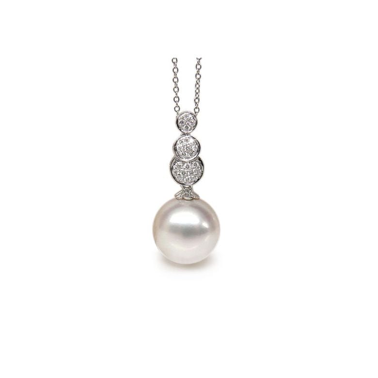 Pendentif de joaillerie en or blanc, diamants et perle d’Australie - 1