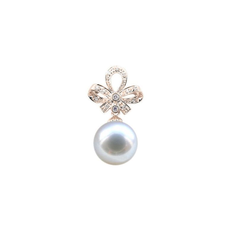 Pendentif noeud classique - Or rose - Perle d'Australie blanche - 2