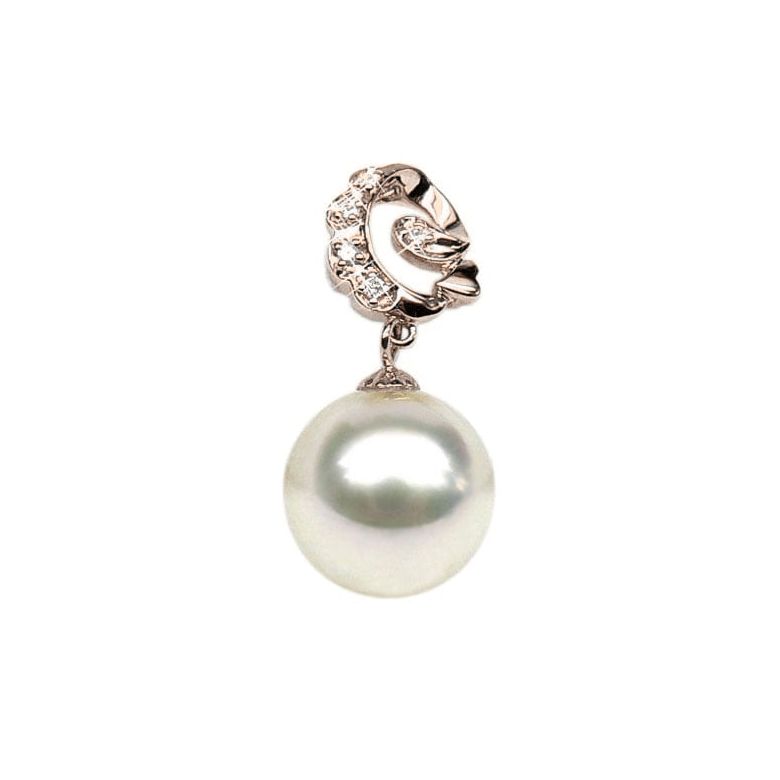 Pendentif création - Perle d'Australie blanche - Or rose, diamants - 1