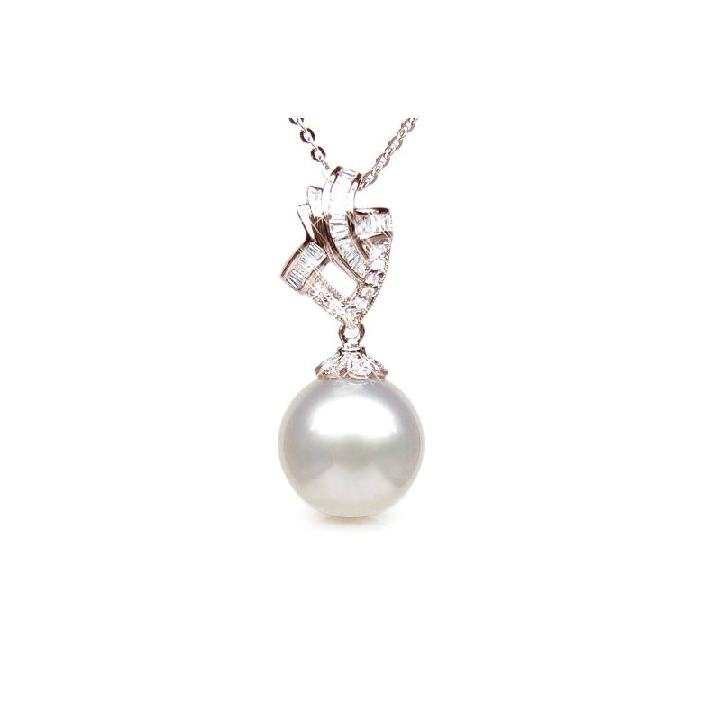 Création de pendentif - Perle d'Australie - Or rose, diamants - 1