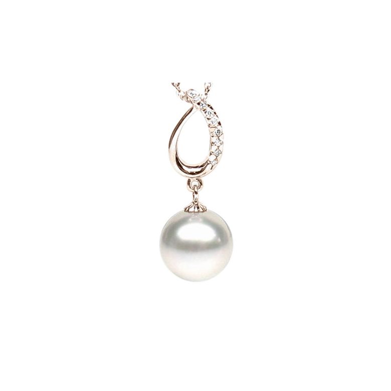 Pendentif Île Maria - Perle d'Australie blanche - Or rose, diamants - 2