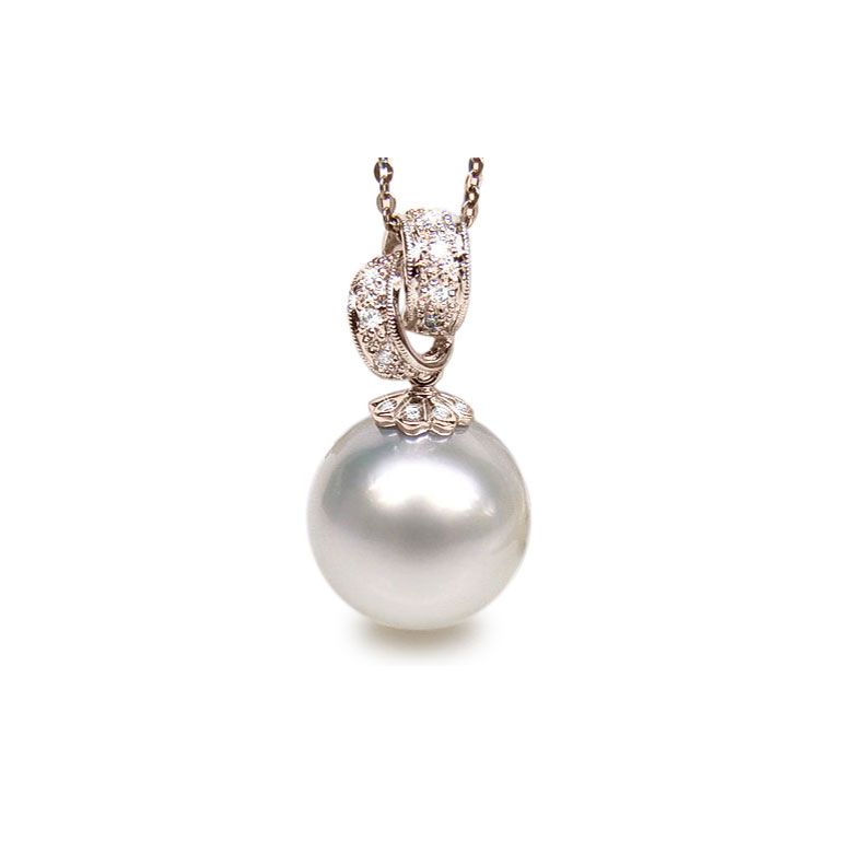 Pendentif Tasman enroulé - Perle d'Australie - Or rose, diamants - 1