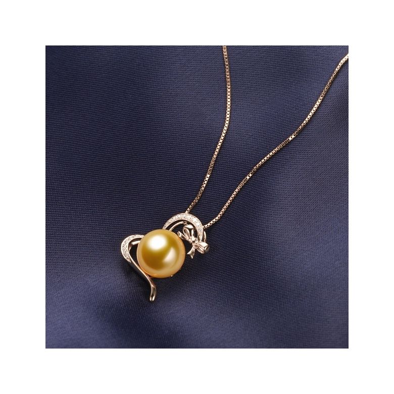 Pendentif noeud gansé - Or rose, perle d'Australie dorée. Diamants  - 5
