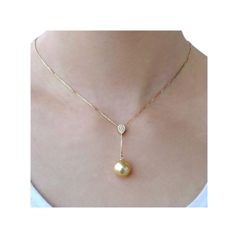 Pendentif bélière d'inspiration romaine - Perle d'Australie 10-11mm, or rose - 2