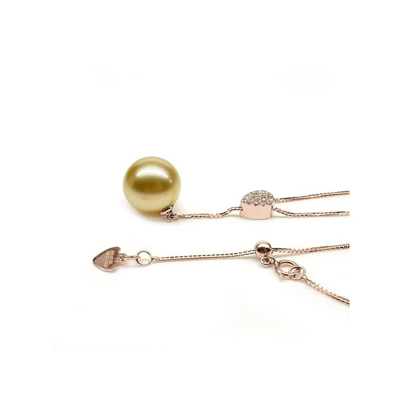Pendentif bélière d'inspiration romaine - Perle d'Australie 10-11mm, or rose - 7
