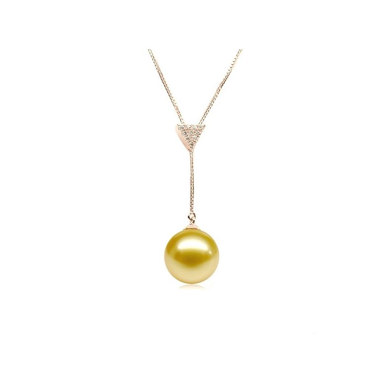 Pendentif bélière or rose - Perle d'Australie dorée - 1
