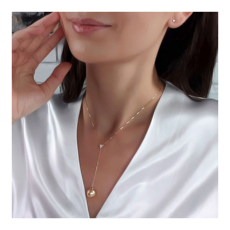 Pendentif bélière or rose - Perle d'Australie dorée - 5