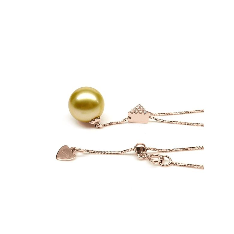 Pendentif bélière or rose - Perle d'Australie dorée - 7