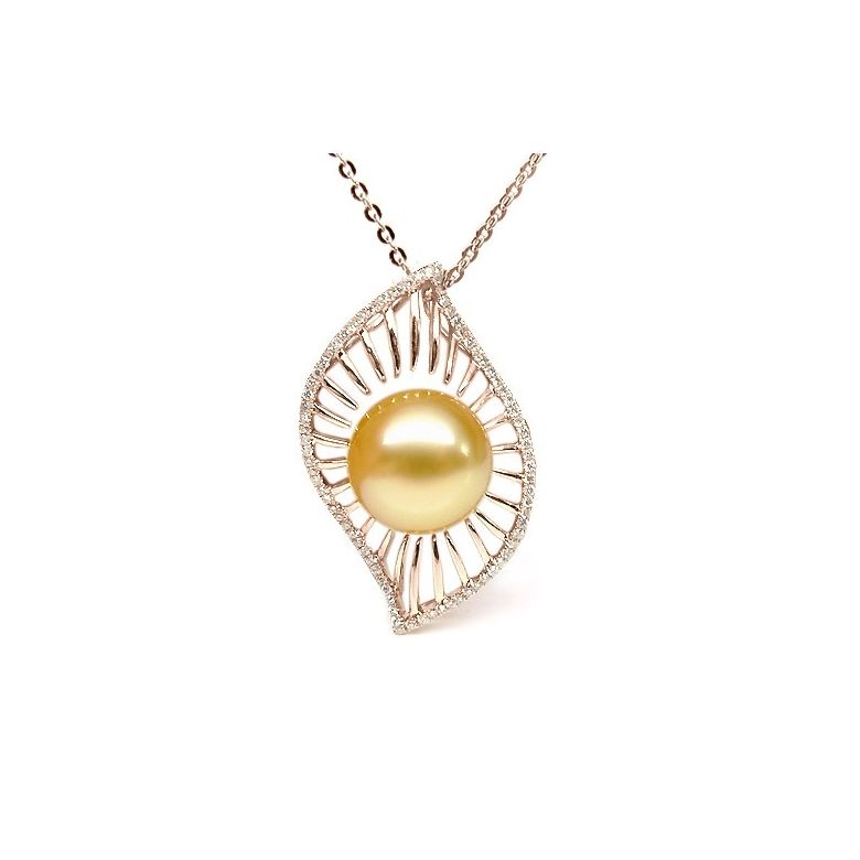 Pendentif perle d'Australie - 11/12mm - GEMME or rose - 3