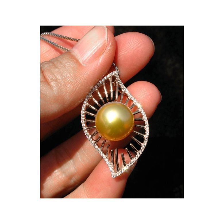 Pendentif perle d'Australie - 11/12mm - GEMME or rose - 5