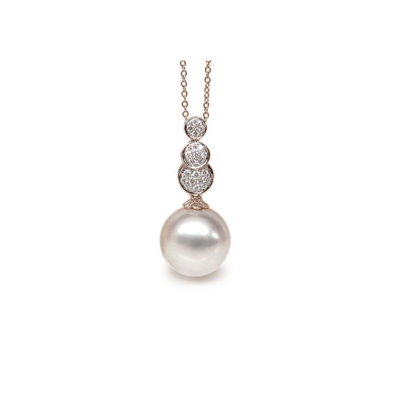 Pendentif de joaillerie en or rose, diamants et perle d’Australie - 1