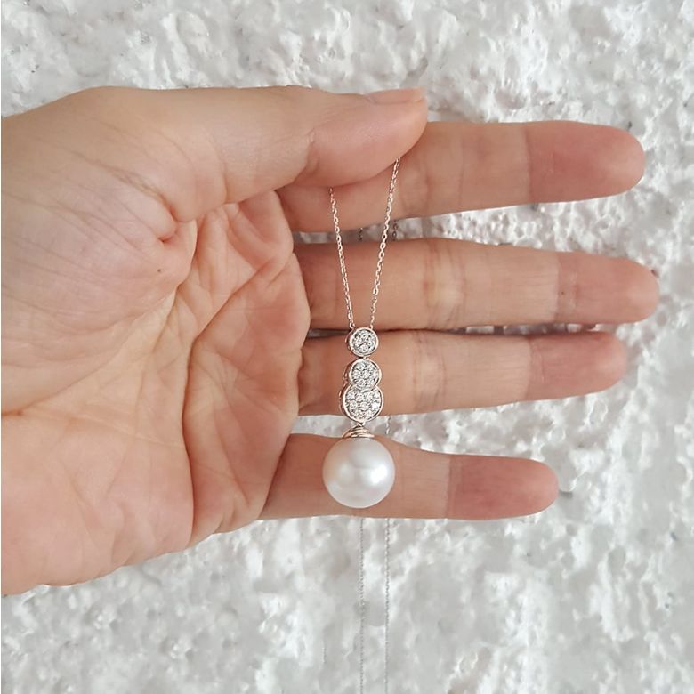 Pendentif de joaillerie en or rose, diamants et perle d’Australie - 4