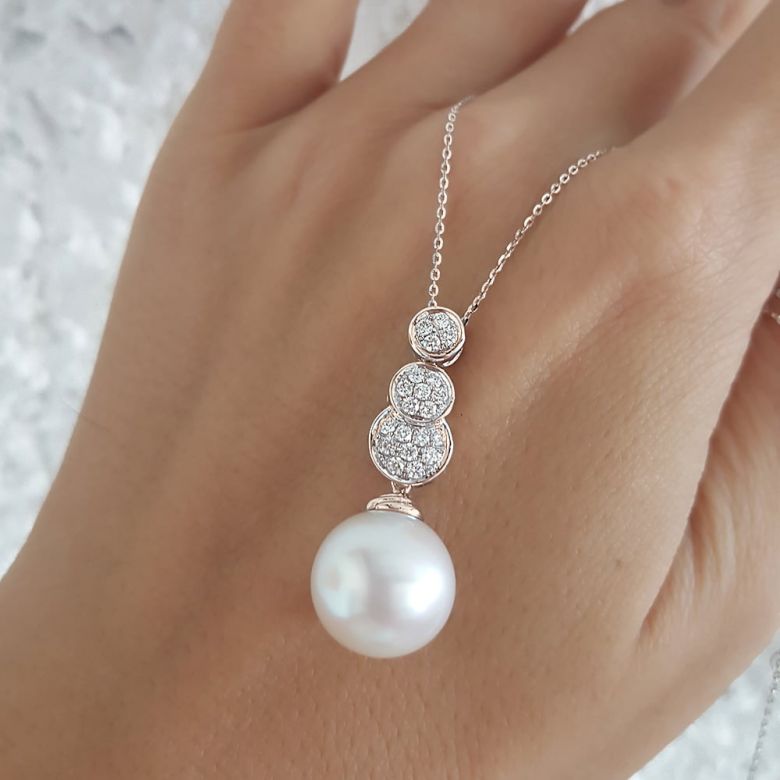 Pendentif de joaillerie en or rose, diamants et perle d’Australie - 5