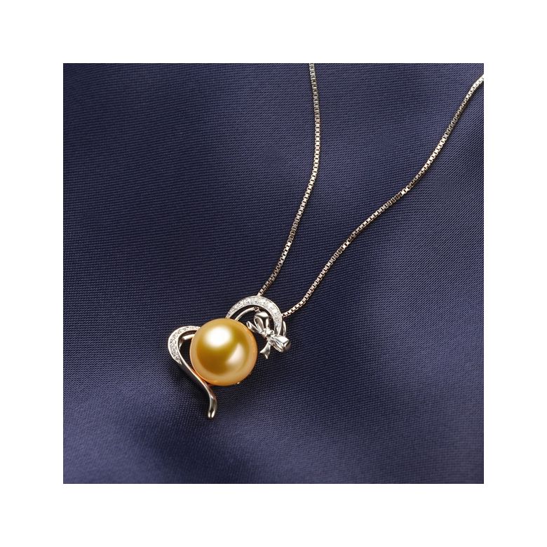 Pendentif noeud gansé - Or blanc, perle d'Australie dorée. Diamants  - 5