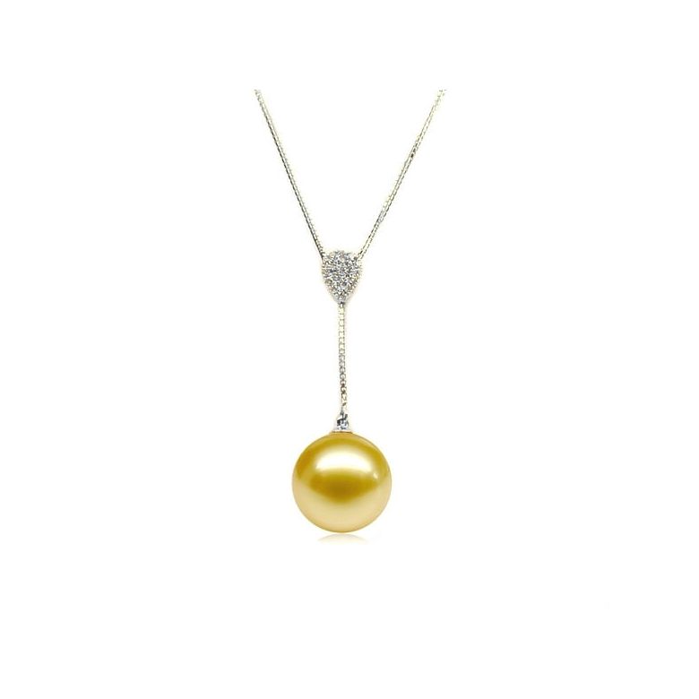 Pendentif bélière d'inspiration romaine - Perle d'Australie 10-11mm, or blanc - 1