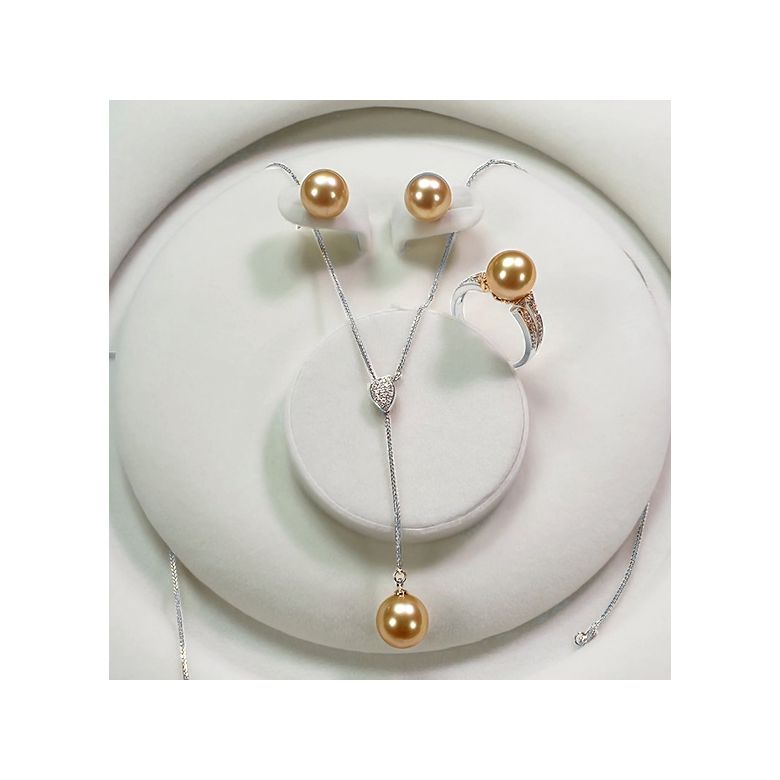 Pendentif bélière d'inspiration romaine - Perle d'Australie 10-11mm, or blanc - 5