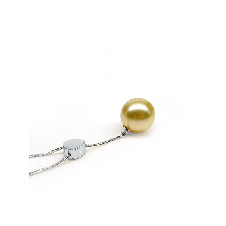 Pendentif bélière d'inspiration romaine - Perle d'Australie 10-11mm, or blanc - 6