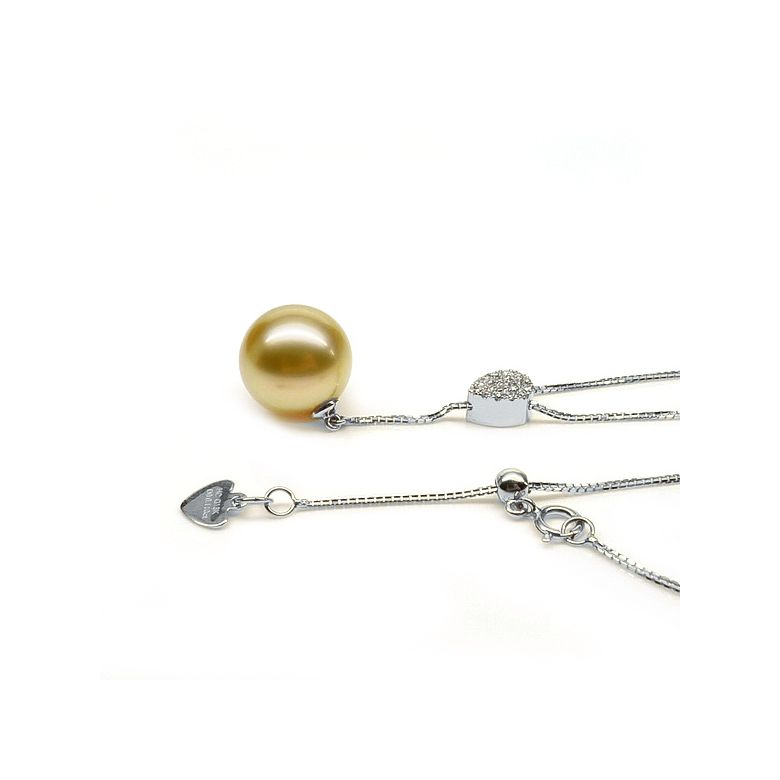 Pendentif bélière d'inspiration romaine - Perle d'Australie 10-11mm, or blanc - 7