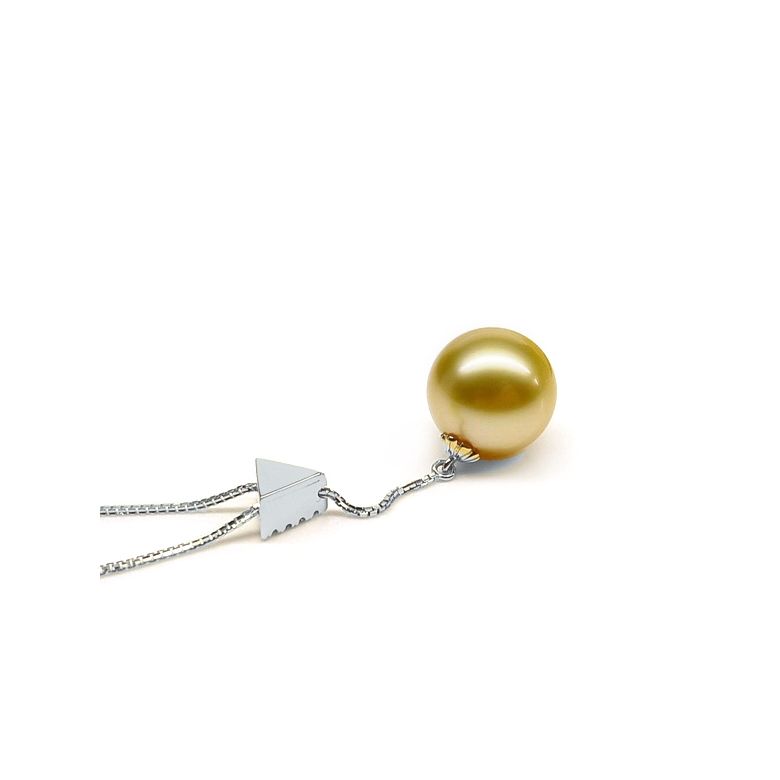 Pendentif bélière or blanc - Perle d'Australie dorée - 6