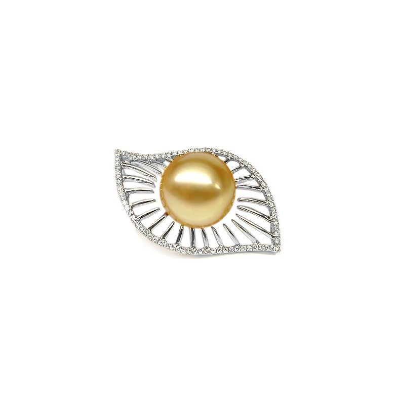 Pendentif perle d'Australie - 11/12mm - GEMME or blanc - 1
