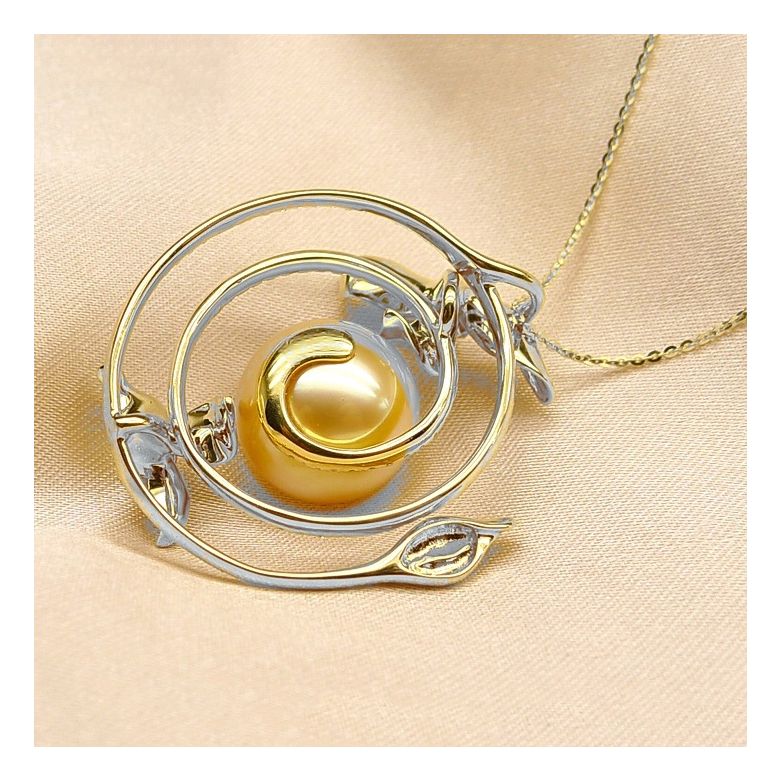 Pendentif orchidée sauvage - Perle dorée des mers du sud or blanc - 7