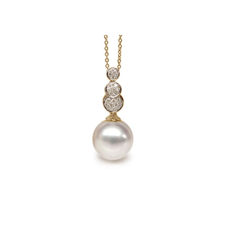 Pendentif de joaillerie en or jaune, diamants et perle d’Australie - 1