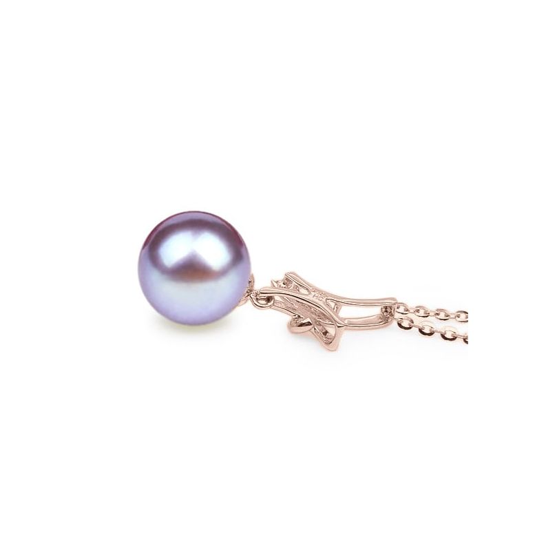 Pendentif Noeud Merveilleux. Perle lavande 10/10.5 mm, Or rose - 2