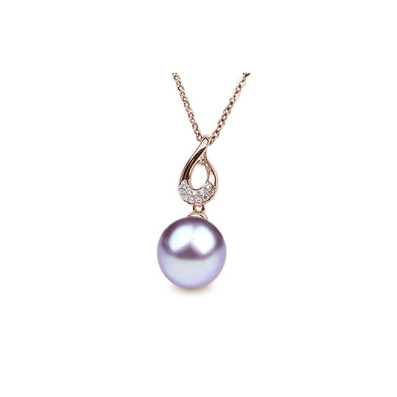 Pendentif Twist. Perle lavande 10/10.5 mm, Diamants, Or rose - 1