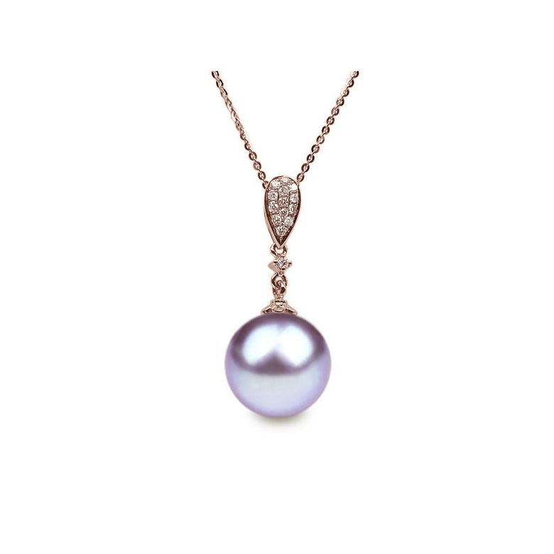 Pendentif Andromède. Perle lavande 10/10.5 mm, Diamants, Or rose - 1