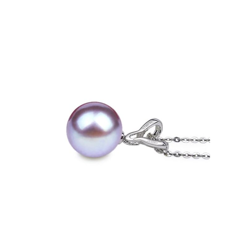 Pendentif Jardin secret. Perle lavande 10/10.5 mm, Diamants, Or blanc - 2