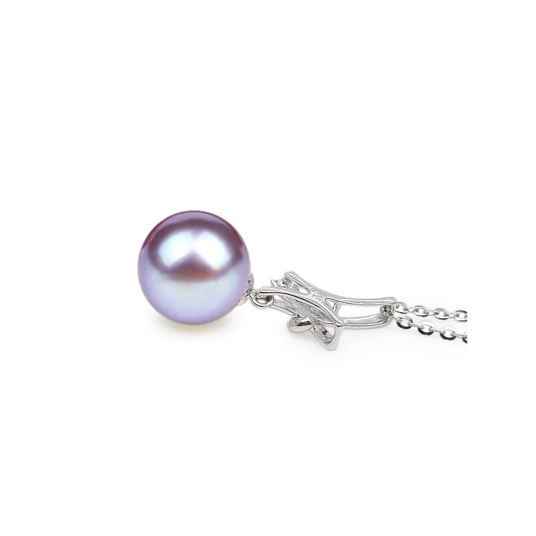 Pendentif Noeud Merveilleux. Perle lavande 10/10.5 mm, Or blanc - 2