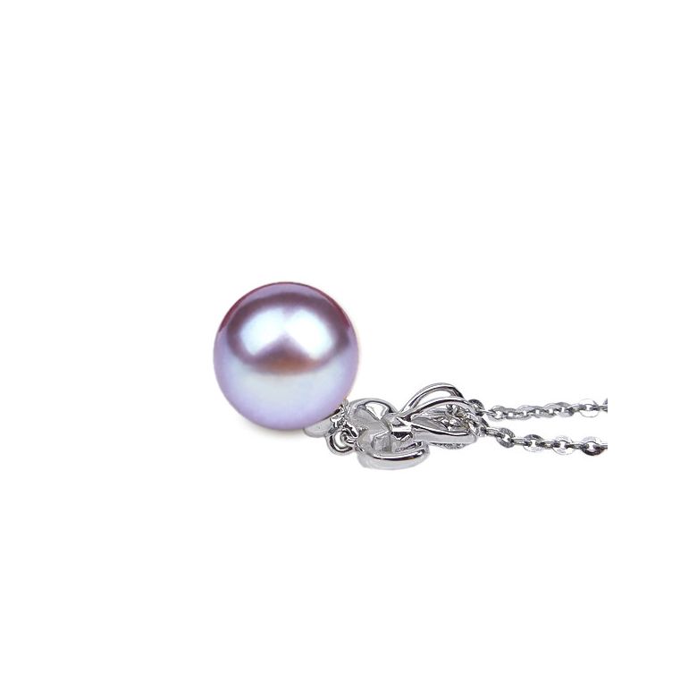 Pendentif Armoiries noblesse. Perle lavande 10/10.5 mm, Diamants, Or blanc - 2