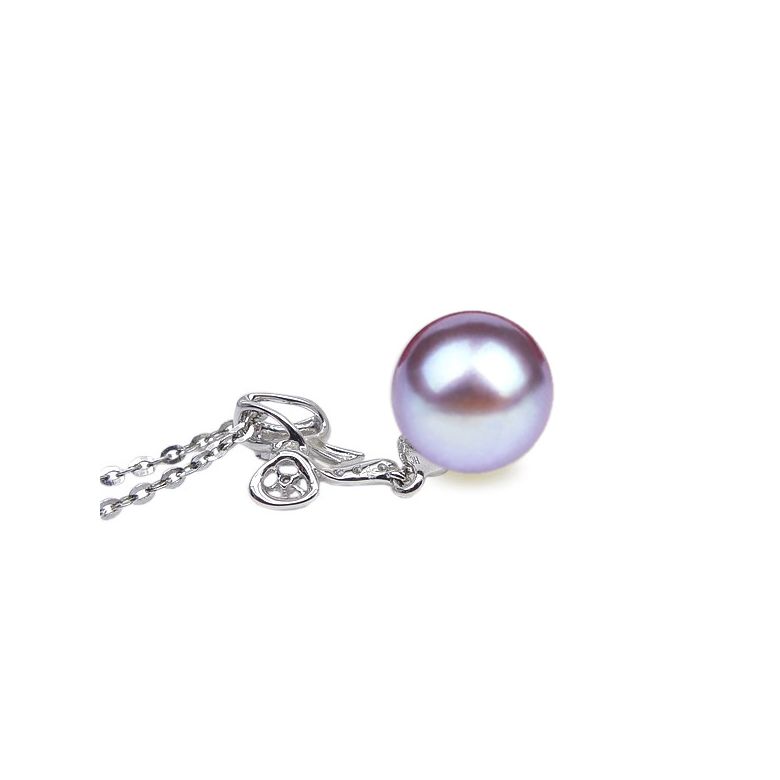 Pendentif Mon petit Noeud. Perle lavande 10/10.5 mm, Diamants, Or blanc - 2