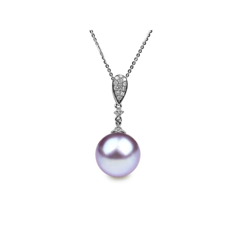 Pendentif Andromède. Perle lavande 10/10.5 mm, Diamants, Or blanc - 1