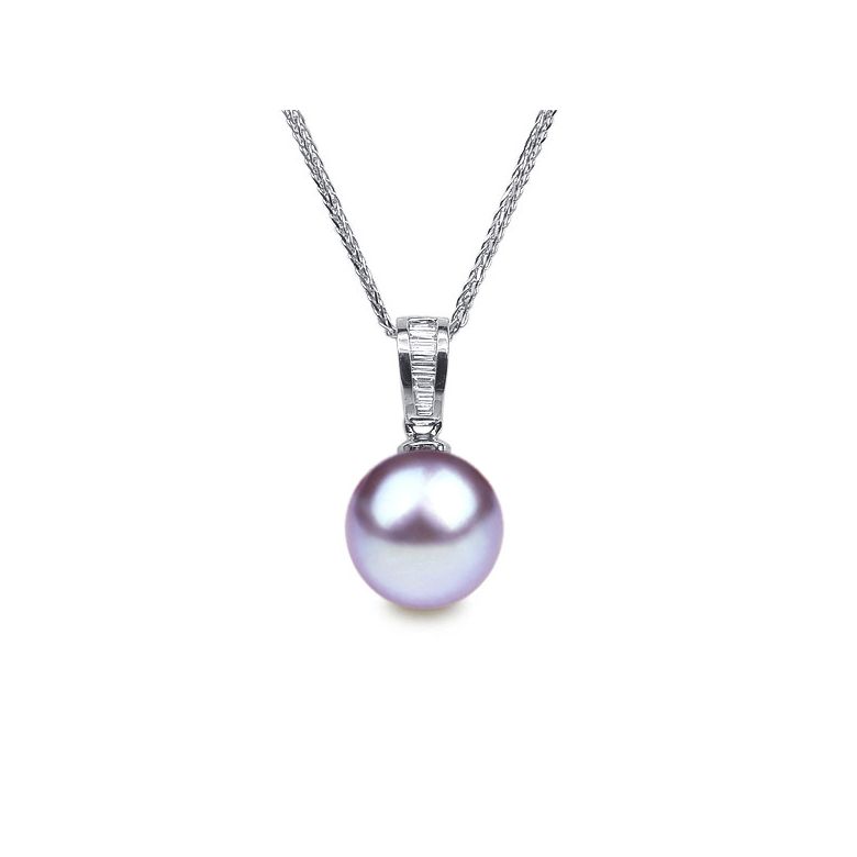 Pendentif Maestro. Perle lavande 10/10.5 mm, Diamants, Or blanc - 1