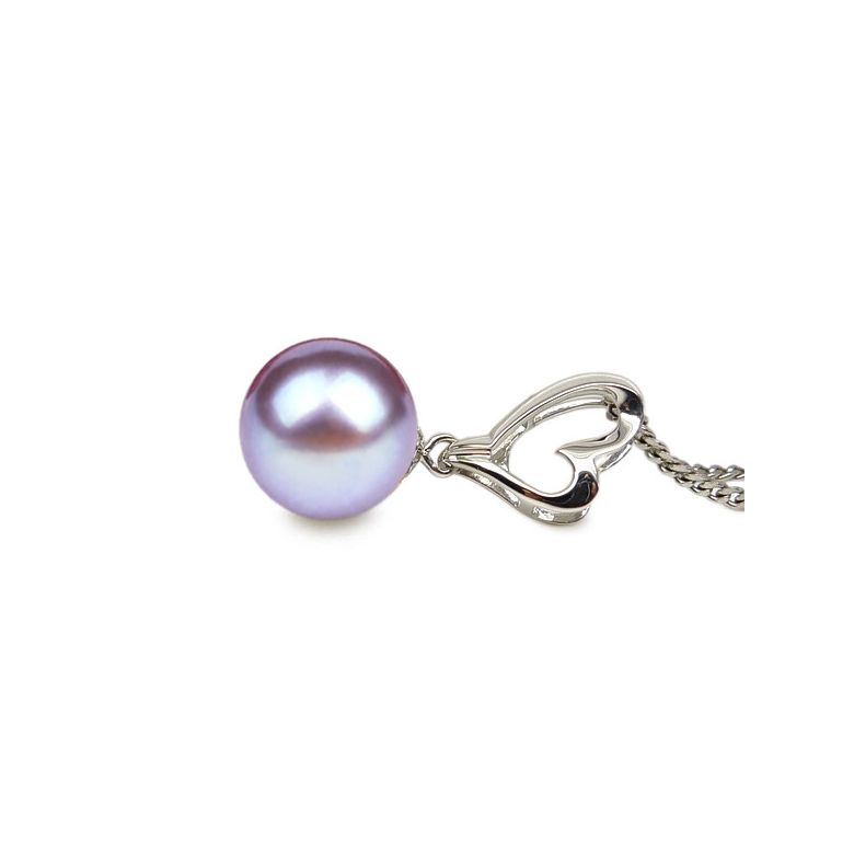 Pendentif Coeur de Cupidon. Perle lavande 10/10.5 mm, Or blanc - 2