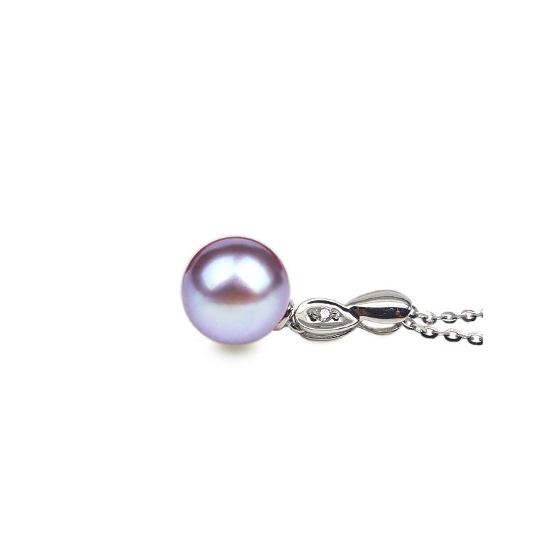 Pendentif Engrenage. Perle lavande 10/10.5 mm, Diamants, Or blanc - 2