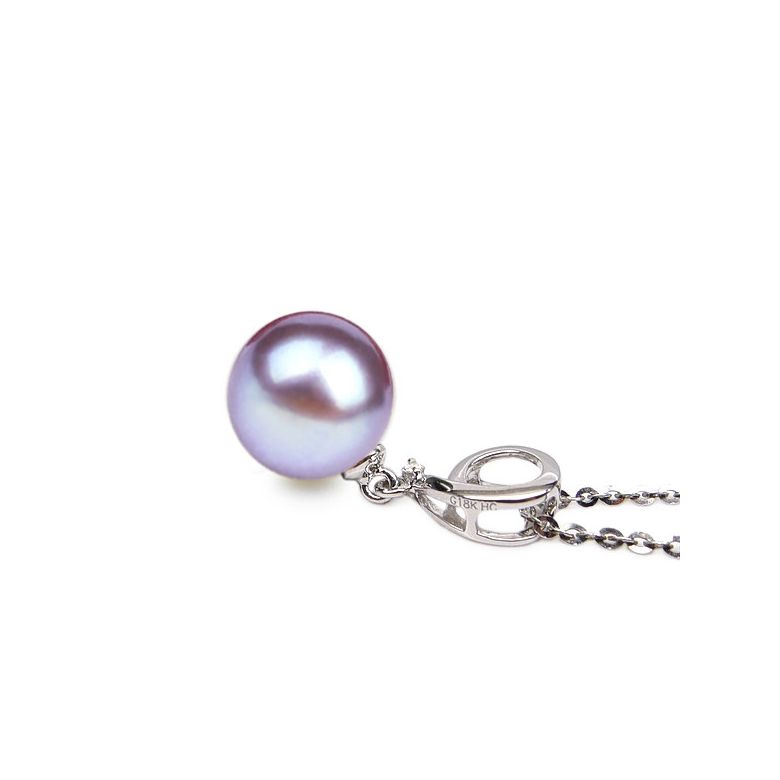 Pendentif Neuf. Perle lavande 10/10.5 mm, Diamants, Or blanc - 2