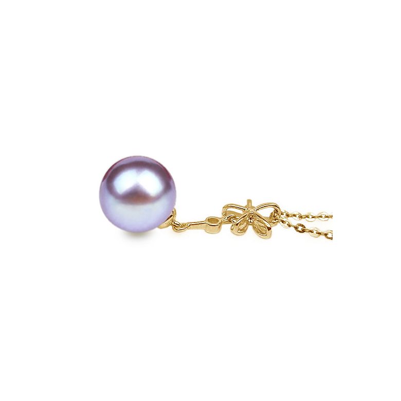 Pendentif Fleur céleste. Perle lavande 10/10.5 mm, Diamants, Or jaune - 2