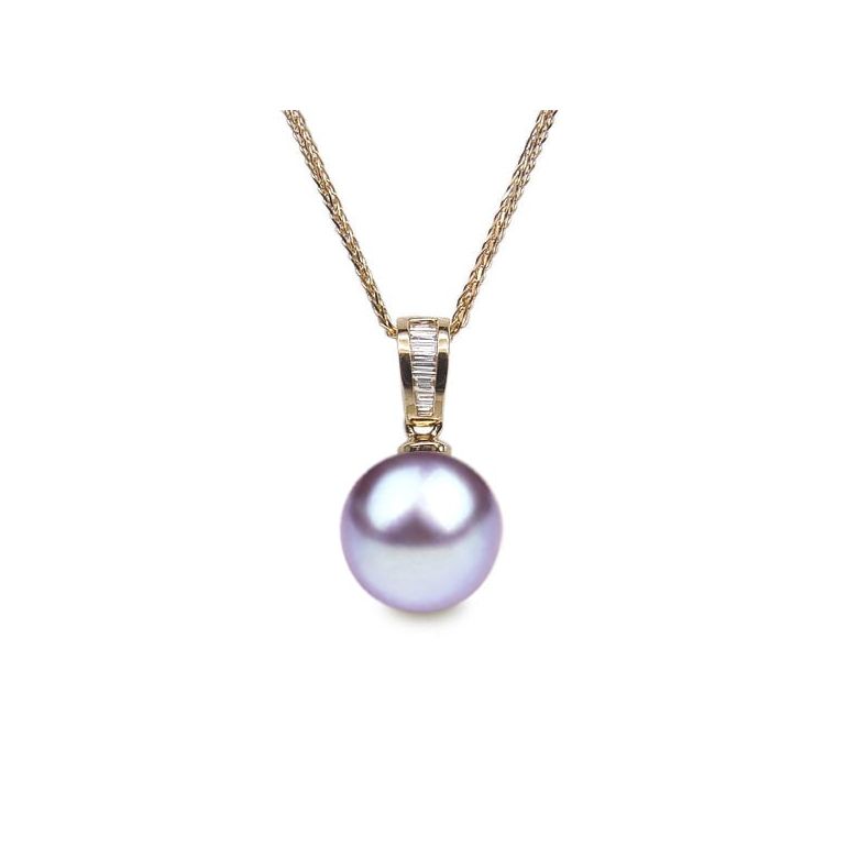 Pendentif Maestro. Perle lavande 10/10.5 mm, Diamants, Or jaune - 1