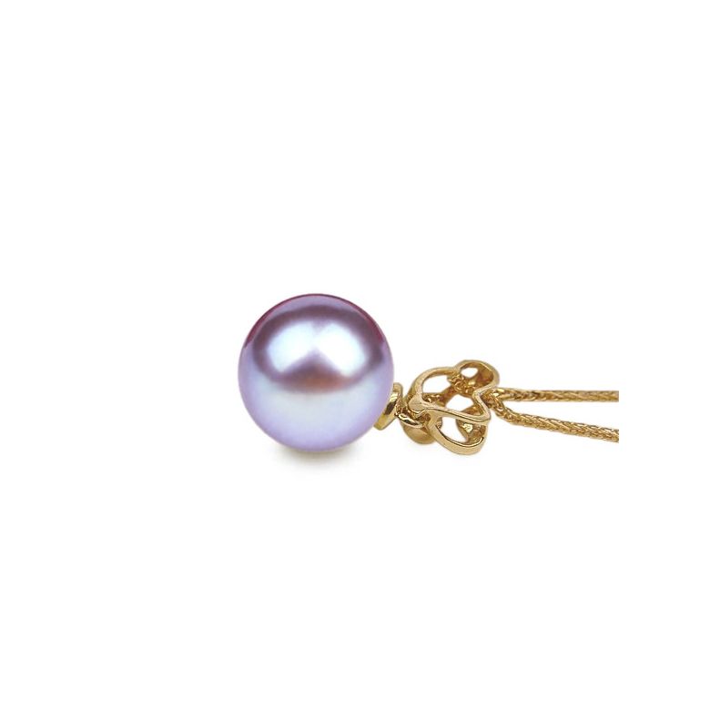Pendentif Jeune pousse printanière. Perle lavande 10/10.5 mm, Diamants, Or jaune - 2