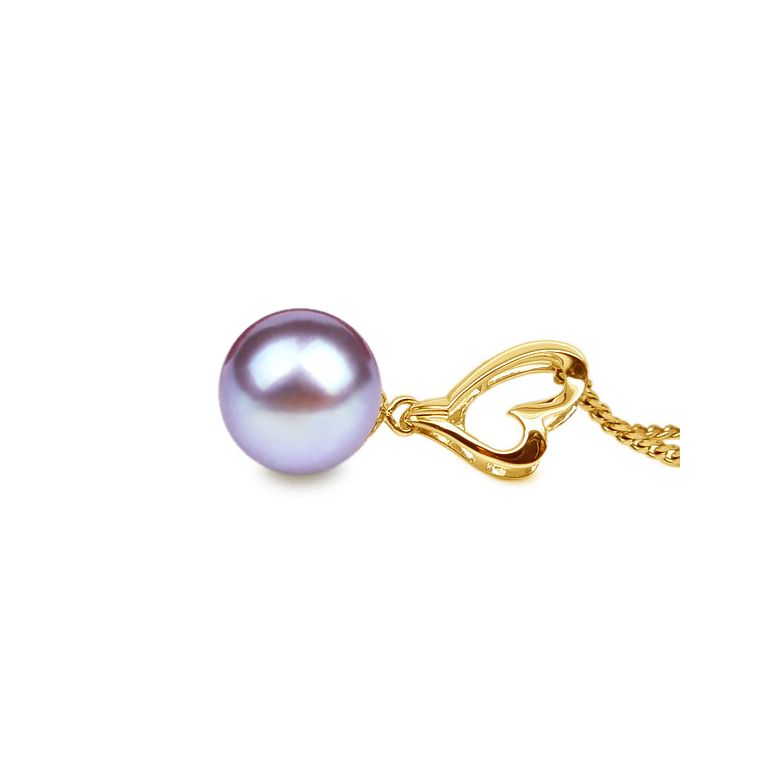 Pendentif Coeur de Cupidon. Perle lavande 10/10.5 mm, Or jaune - 2